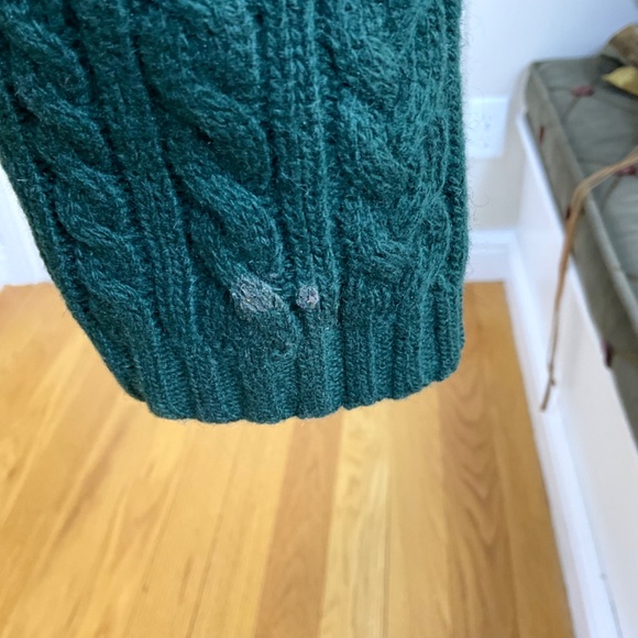 Lauren Ralph Lauren Sweater Turtleneck Green Cable Knit Belt Wool Angora (P/P) - Picture 7 of 7